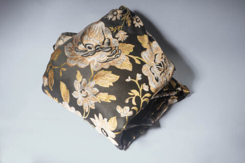 Black floral material gold flowers for medieval dog collar