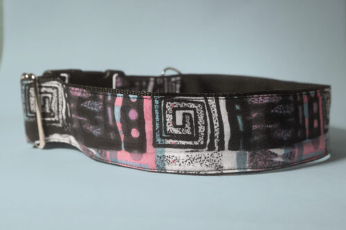 Blue & pink geometric collar hand printed