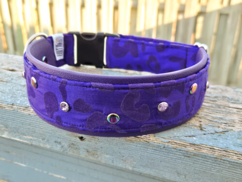 Franny - Purple Leopard Fabric Layered Biothane Dog Collar