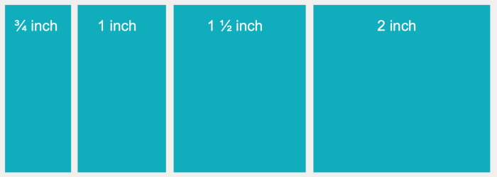 Graphic of the various webbing widths available